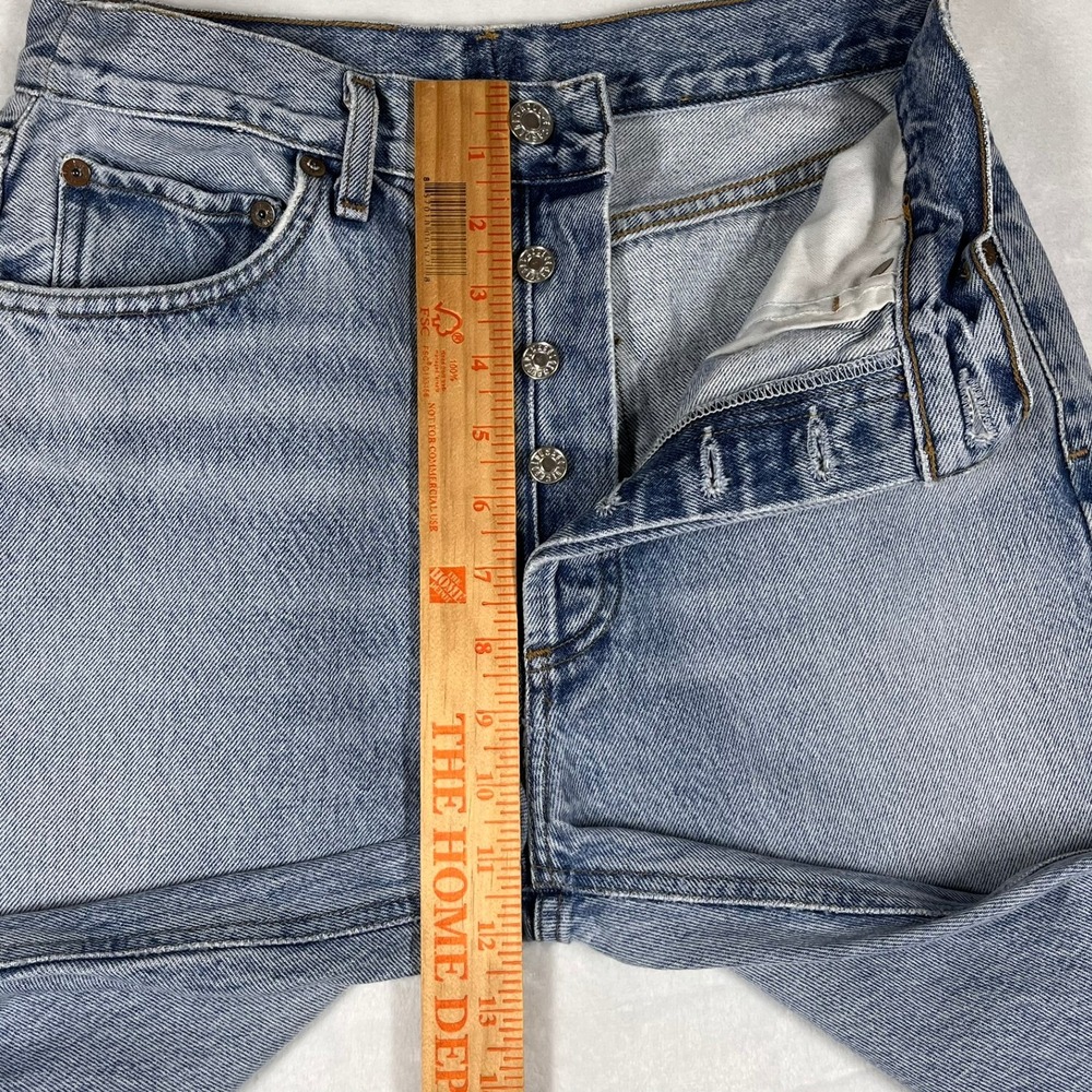 Agolde Riley High Rise‎ Straight Crop Jeans Light Indigo Raw Hem Women's 27x26 - Picture 11 of 14
